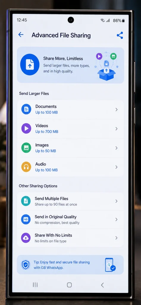 gbwhatsapp Advanced File Sharing